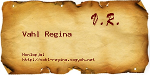 Vahl Regina névjegykártya